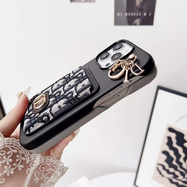 Luxury iPhone Case with Pocket Card Holder & Chain