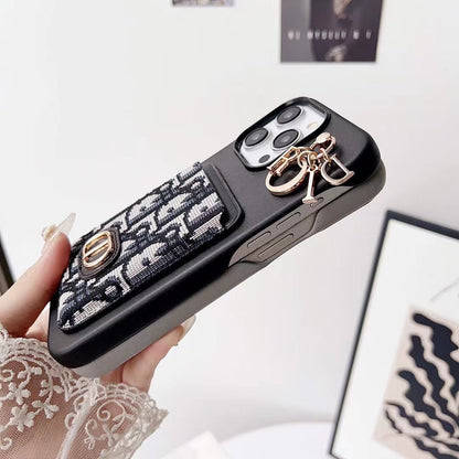 Luxury iPhone Case with Pocket Card Holder & Chain