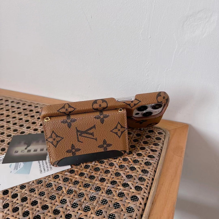 LV Monogram iPhone Case Luxury Edition with Card Holder