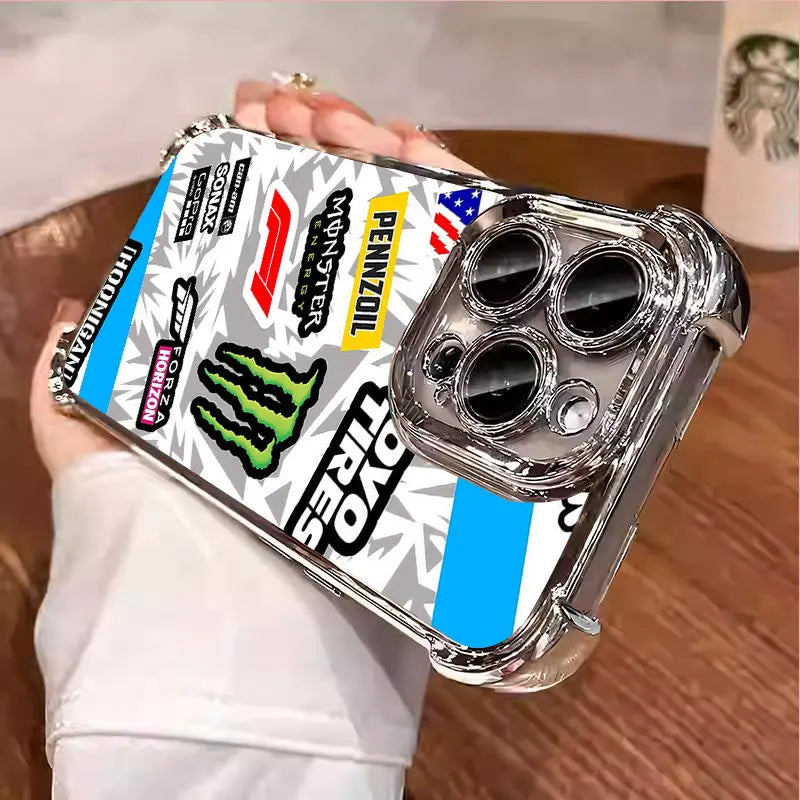 Racing Sticker Bomb Clear iPhone Case