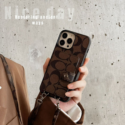 Coach Card Bag Leather Chain iPhone Case