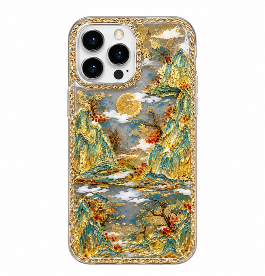 Hand-Painted Gilded Landscape Art Phone Case
